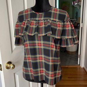 J Crew tartan blouse